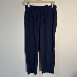 Womens Cotton Navy Pants Elastic Waist Wide Leg Small New
